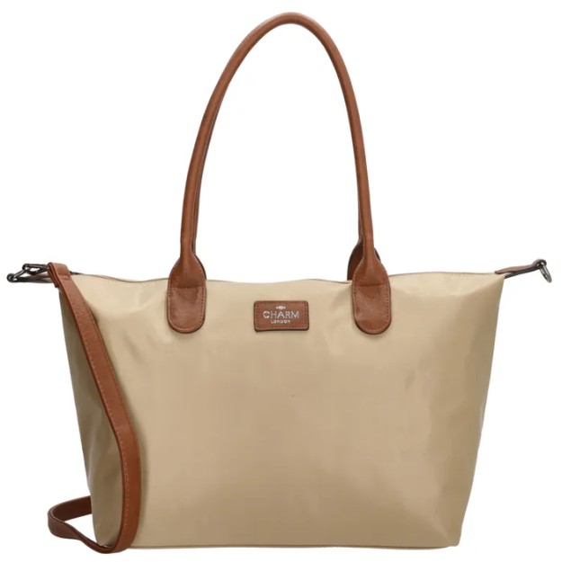 Charm London Buckingham Shopper Γυναικεία Τσάντα Ώμου/Χειρός Μπεζ 20776