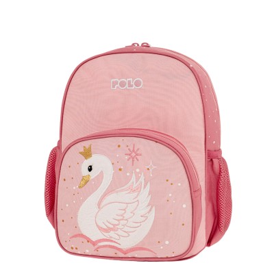 Polo Junior Fizz Σχολική Τσάντα Πλάτης Νηπιαγωγείου Ροζ Κύκνος 9-11-001-8449