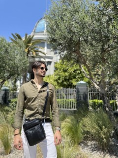 Cardinal 7456 Δερμάτινη Ανδρική Τσάντα Ώμου / Χιαστί σε Μαύρο χρώμα