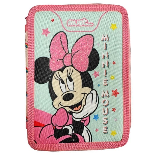 Διακάκης Must Σχολική Κασετίνα Διπλή Γεμάτη Minnie Mouse Ροζ 000563590