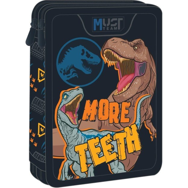 Διακάκης Must Σχολική Κασετίνα Διπλή Γεμάτη Jurassic World Μπλε 000572012