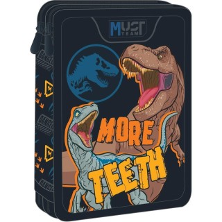 Διακάκης Must Σχολική Κασετίνα Διπλή Γεμάτη Jurassic World Μπλε 000572012