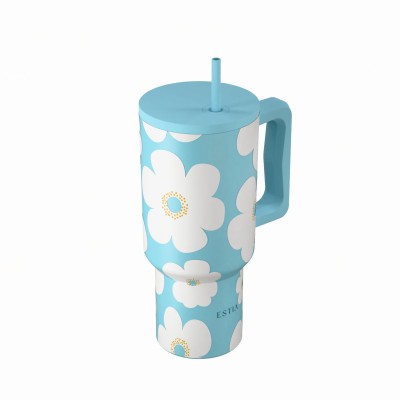 ESTIA ΘΕΡΜΟΣ STRAW TUMBLER XL SAVE THE AEGEAN 900ml BLUE DAISY