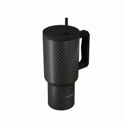 ESTIA ΘΕΡΜΟΣ STRAW TUMBLER XL SAVE THE AEGEAN 900ml CARBON FIBRE