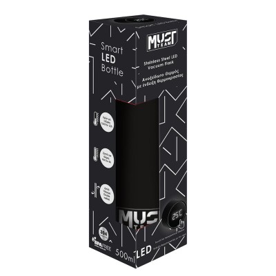 Διακάκης Must Παγούρι Θερμός Ανοξεόδωτο με LED Ένδειξη Θερμοκρασίας Μαύρο 000587480