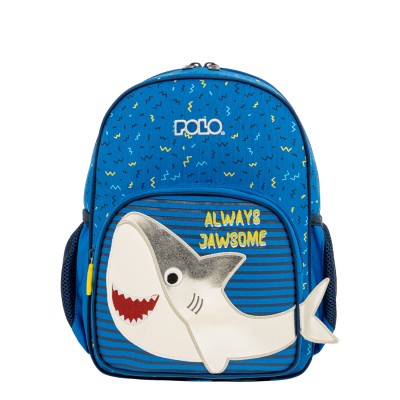 Polo Junior Fizz Σχολική Τσάντα Πλάτης Νηπιαγωγείου Μπλε Καρχαρίας 9-11-001-8448