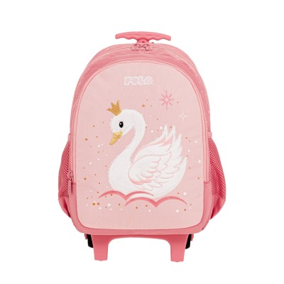 Polo Trolley Junior Fizz Σχολική Τσάντα Νηπιαγωγείου Πλάτης/Τρόλεϊ Ροζ Κύκνος 9-65-001-8449