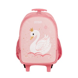 Polo Trolley Junior Fizz Σχολική Τσάντα Νηπιαγωγείου Πλάτης/Τρόλεϊ Ροζ Κύκνος 9-65-001-8449