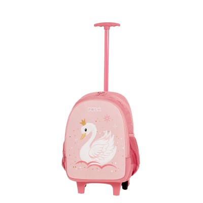 Polo Trolley Junior Fizz Σχολική Τσάντα Νηπιαγωγείου Πλάτης/Τρόλεϊ Ροζ Κύκνος 9-65-001-8449