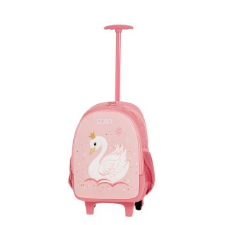 Polo Trolley Junior Fizz Σχολική Τσάντα Νηπιαγωγείου Πλάτης/Τρόλεϊ Ροζ Κύκνος 9-65-001-8449