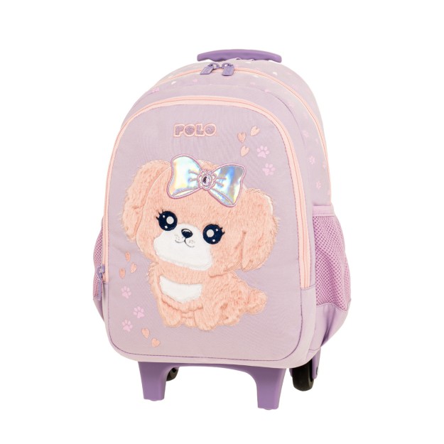 Polo Trolley Junior Fizz Σχολική Τσάντα Νηπιαγωγείου Πλάτης/Τρόλεϊ Μωβ Σκυλάκι 9-65-001-8450