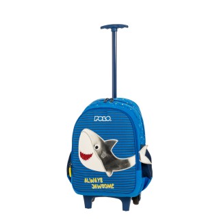 Polo Trolley Junior Fizz Σχολική Τσάντα Νηπιαγωγείου Πλάτης/Τρόλεϊ Μπλε Καρχαρίας 9-65-001-8448