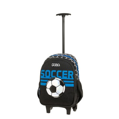 Polo Trolley Junior Fizz Σχολική Τσάντα Νηπιαγωγείου Πλάτης/Τρόλεϊ Μαύρη Ποδόσφαιρο 9-65-001-8451