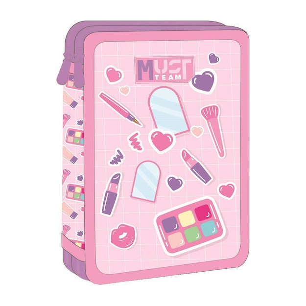 Διακάκης Must Σχολική Κασετίνα Διπλή Γεμάτη Make Up Ροζ 000587583