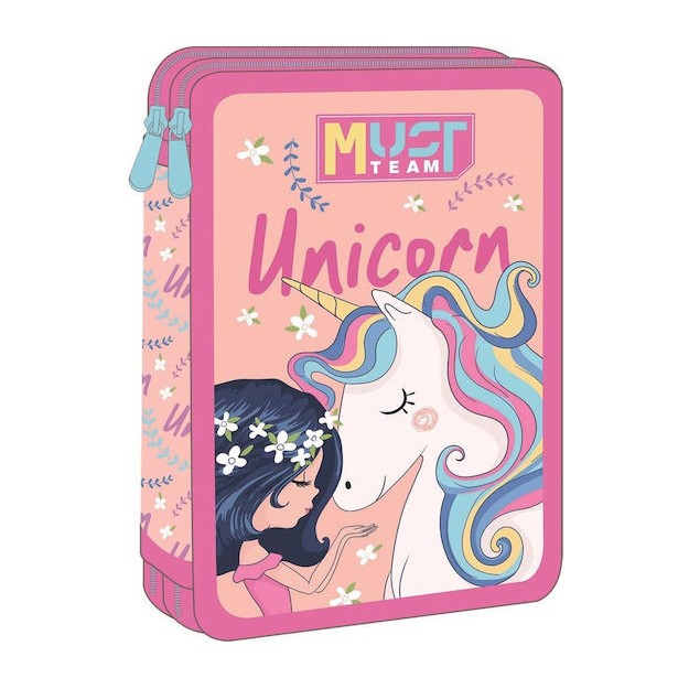 Διακάκης Must Σχολική Κασετίνα Διπλή Γεμάτη Unicorn Ροζ 000587250