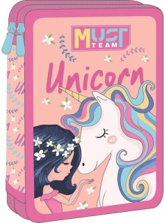 Διακάκης Must Σχολική Κασετίνα Διπλή Γεμάτη Unicorn Ροζ 000587250