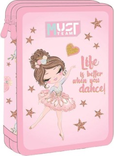 Διακάκης Must Σχολική Διπλή Κασετίνα Γεμάτη Ballerina Ροζ 000587586