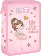Διακάκης Must Σχολική Διπλή Κασετίνα Γεμάτη Ballerina Ροζ 000587586