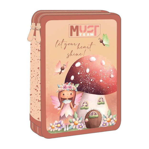 Διακάκης Must Σχολική Κασετίνα Διπλή Γεμάτη Romantic Fairy Πορτοκαλί 000587251