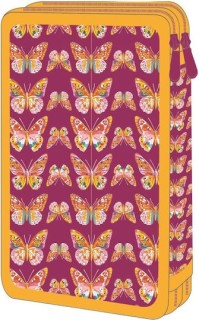 Διακάκης Must Σχολική Κασετίνα Διπλή Γεμάτη Butterflies Μωβ 000587247