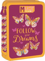 Διακάκης Must Σχολική Κασετίνα Διπλή Γεμάτη Butterflies Μωβ 000587247