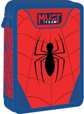 Διακάκης Must Σχολική Κασετίνα Διπλή Γεμάτη Spiderman Κόκκινη/Μπλε 000508823