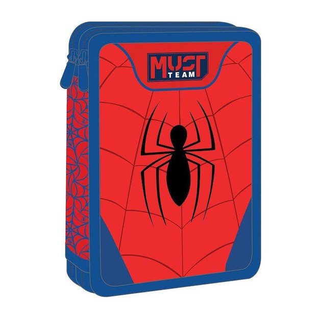Διακάκης Must Σχολική Κασετίνα Διπλή Γεμάτη Spiderman Κόκκινη/Μπλε 000508823