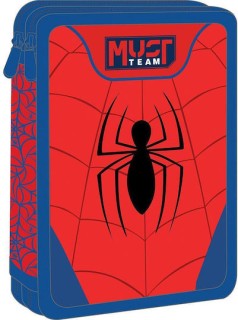 Διακάκης Must Σχολική Κασετίνα Διπλή Γεμάτη Spiderman Κόκκινη/Μπλε 000508823