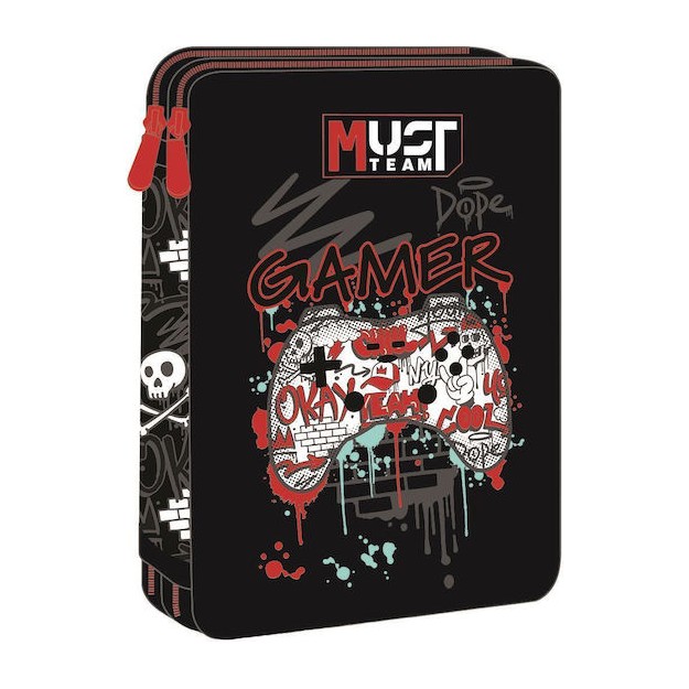 Διακάκης Must Σχολική Κασετίνα Διπλή Γεμάτη Gamer Μαύρη 000587239