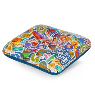 Legami Milano Good Vibes Inflatable Pillow ''Travel Stickers'' 37x30cm IP0018