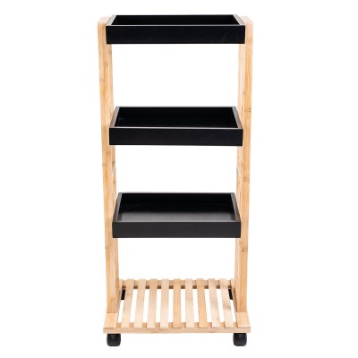 ESTIA ΤΡΟΛΕΪ ΑΠΟΘΗΚΕΥΣΗΣ BAMBOO ESSENTIALS 4 ΕΠΙΠΕΔΩΝ 40x30x88cm ΜΑΥΡΟ