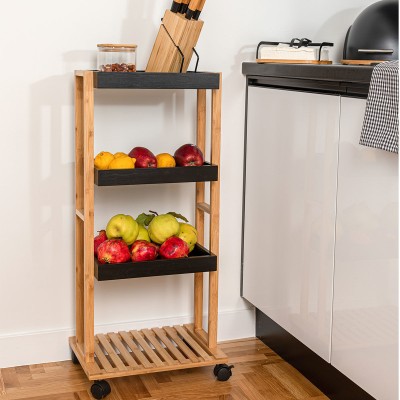 ESTIA ΤΡΟΛΕΪ ΑΠΟΘΗΚΕΥΣΗΣ BAMBOO ESSENTIALS 4 ΕΠΙΠΕΔΩΝ 40x30x88cm ΜΑΥΡΟ