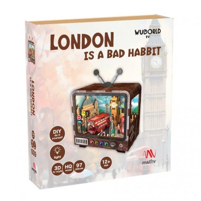 Mathv Vintage TV: London Is A Bad Habbit DIY Ξύλινο Φωτιστικό WWT-002