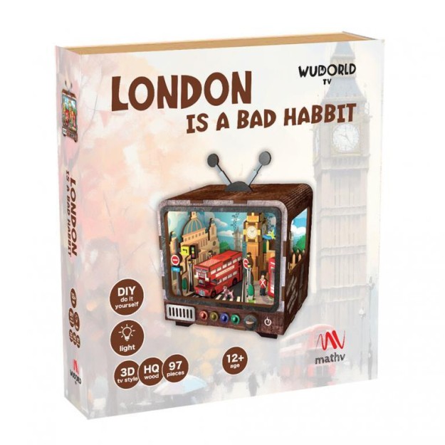 Mathv Vintage TV: London Is A Bad Habbit DIY Ξύλινο Φωτιστικό WWT-002