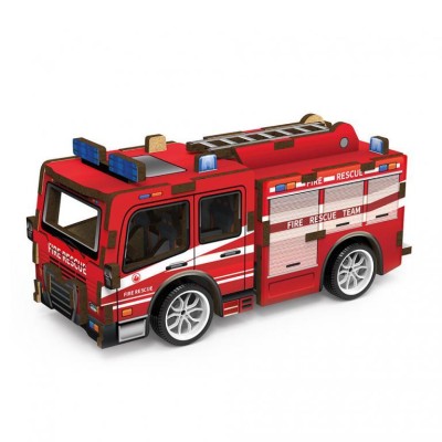 Mathv Pull Back Fire Truck DIY Ξύλινο Διακοσμητικό Αυτοκίνητο WWR-002