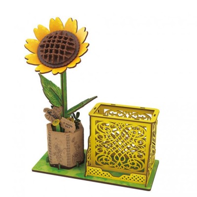 Mathv Artistic Flower Desk Tidy: Sunflower DIY Ξύλινο Διακοσμητικό WWD-001