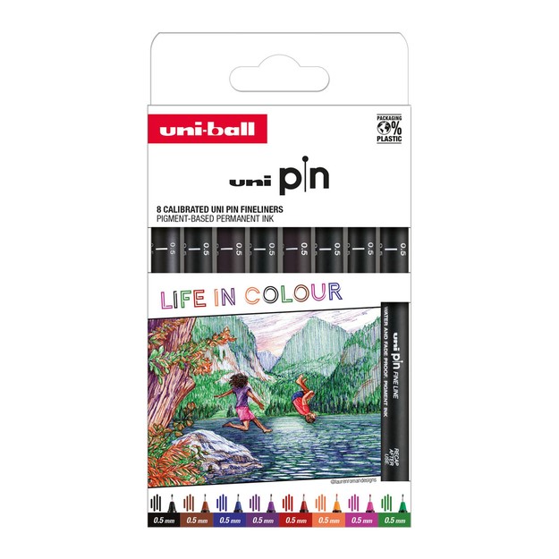 Uni-Ball Μαρκαδόροι Ζωγραφικής Σετ 8 χρώματα PIN-200 8P COLOURS PF SET