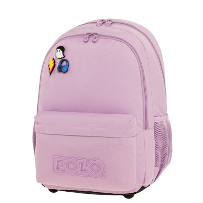 Polo Pins Σχολική Τσάντα Πλάτης Δημοτικού Λιλά 9-01-059-4501