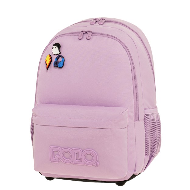 Polo Pins Σχολική Τσάντα Πλάτης Δημοτικού Λιλά 9-01-059-4501