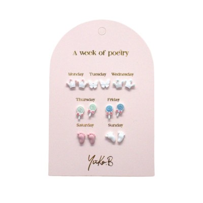 Yuko.B Σκουλαρίκια A Week of Poetry Baby Shower 7 Ζευγάρια Stainless Steel YB-500-323