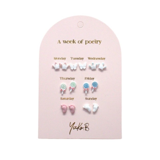 Yuko.B Σκουλαρίκια A Week of Poetry Baby Shower 7 Ζευγάρια Stainless Steel YB-500-323