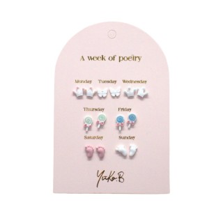 Yuko.B Σκουλαρίκια A Week of Poetry Baby Shower 7 Ζευγάρια Stainless Steel YB-500-323