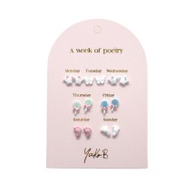 Yuko.B Σκουλαρίκια A Week of Poetry Baby Shower 7 Ζευγάρια Stainless Steel YB-500-323