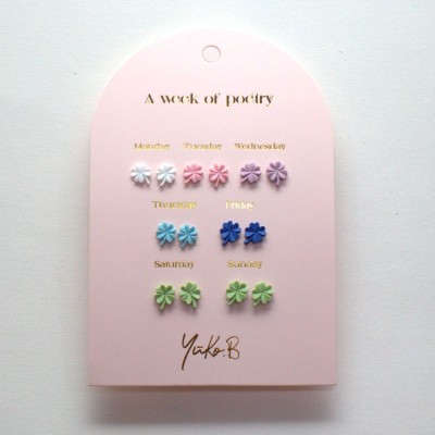 Yuko.B Σκουλαρίκια A Week of Poetry Luck 7 Ζευγάρια Stainless Steel YB-500-322