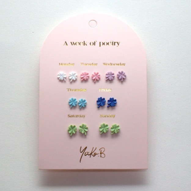 Yuko.B Σκουλαρίκια A Week of Poetry Luck 7 Ζευγάρια Stainless Steel YB-500-322