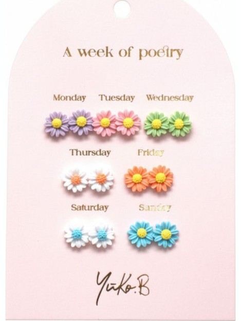 Yuko.B Σκουλαρίκια A Week of Poetry Flowers 7 Ζευγάρια Stainless Steel YB-500-320