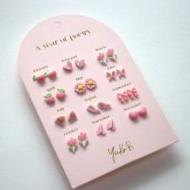 Yuko.B Σκουλαρίκια A Year of Pink Poetry 12 Ζευγάρια Stainless Steel YB-500-311