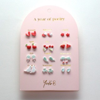Yuko.B Σκουλαρίκια A Year of Red Poetry 12 Ζευγάρια Stainless Steel YB-500-313