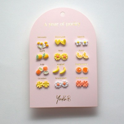 Yuko.B Σκουλαρίκια A Year of Yellow Poetry 12 Ζευγάρια Stainless Steel YB-500-314