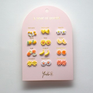 Yuko.B Σκουλαρίκια A Year of Yellow Poetry 12 Ζευγάρια Stainless Steel YB-500-314